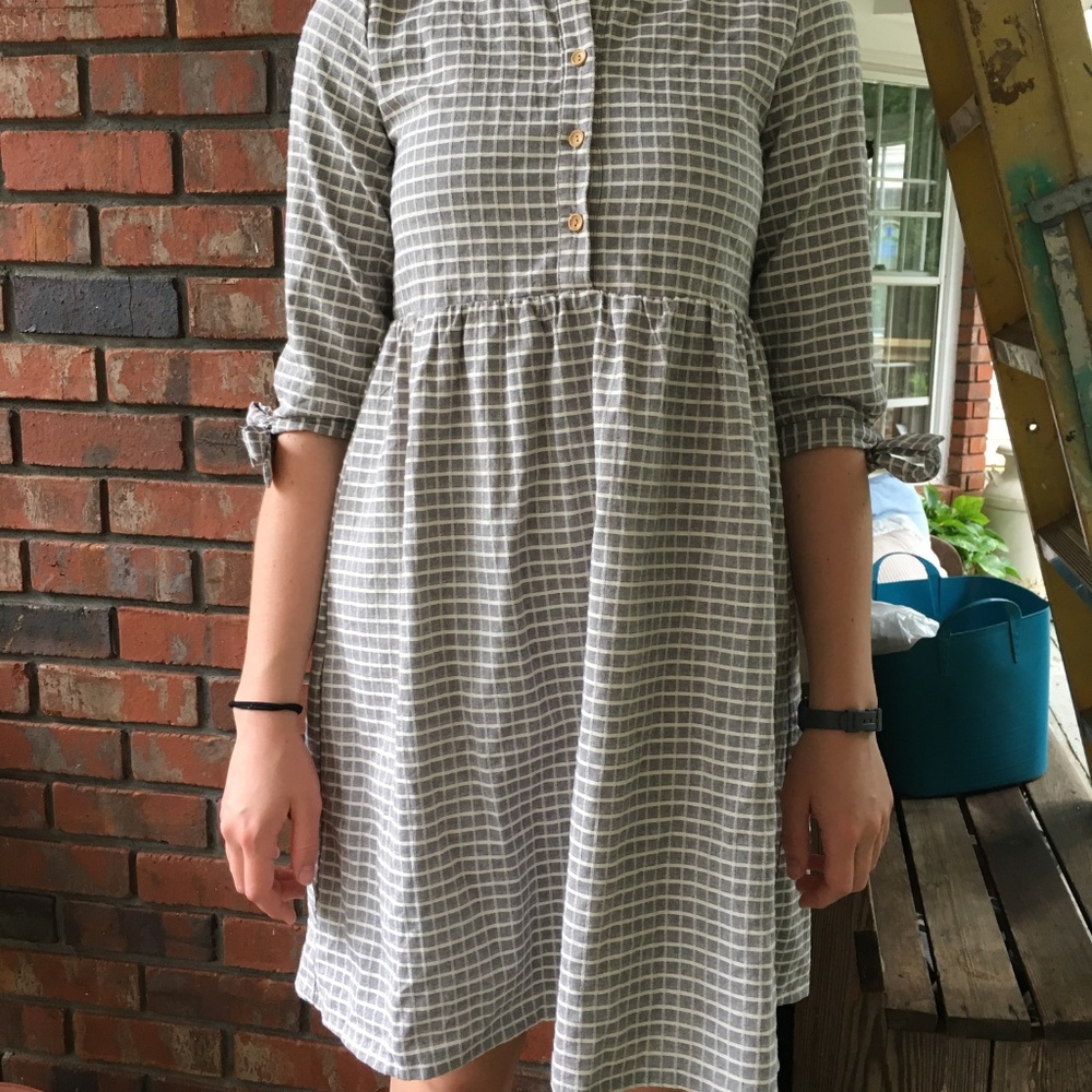 Gray and white roolee dress